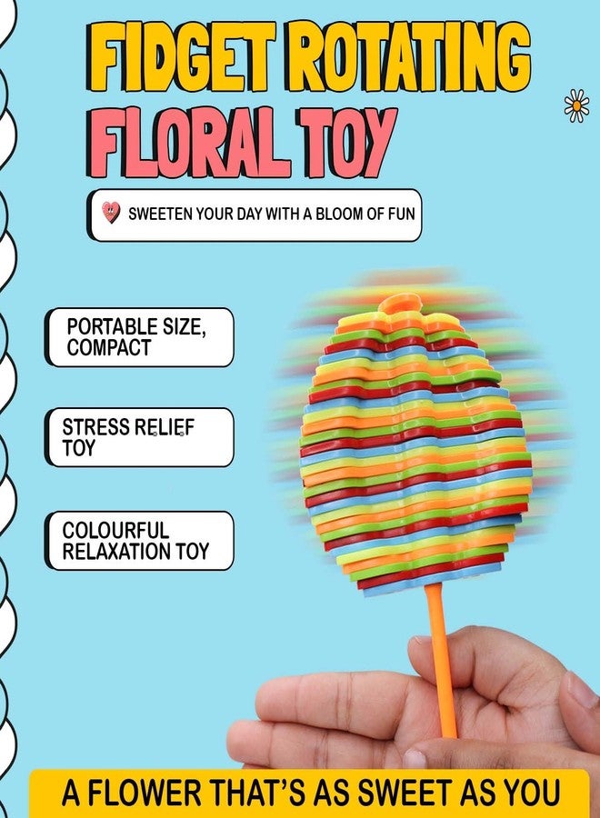 فولي لعبة زهرة ملونة قابلة للدوران والالتواء بالكامل للأطفال، على شكل مصاصة، ألعاب يدوية لتخفيف التوتر، مناسبة للعب في الأماكن المغلقة والمفتوحة، هدية مثالية لأعياد الميلاد (عبوة من قطعة واحدة) - Image 3